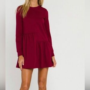 English Factory Deep Red Long Sleeve Dress Size S like New Burgundy Autumn Fall